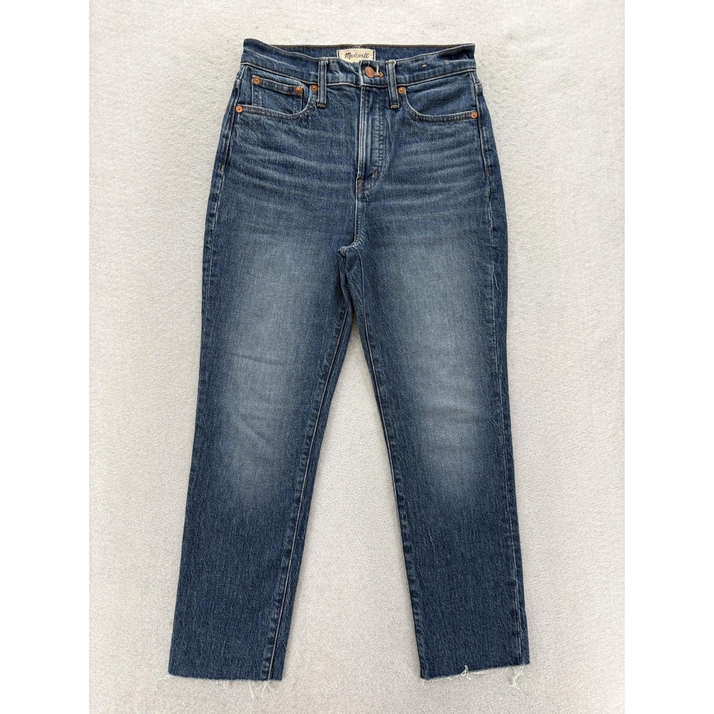Madewell The Perfect Vintage Jeans Womens 26 Medium Indigo Wash Hi Rise Raw Hem
